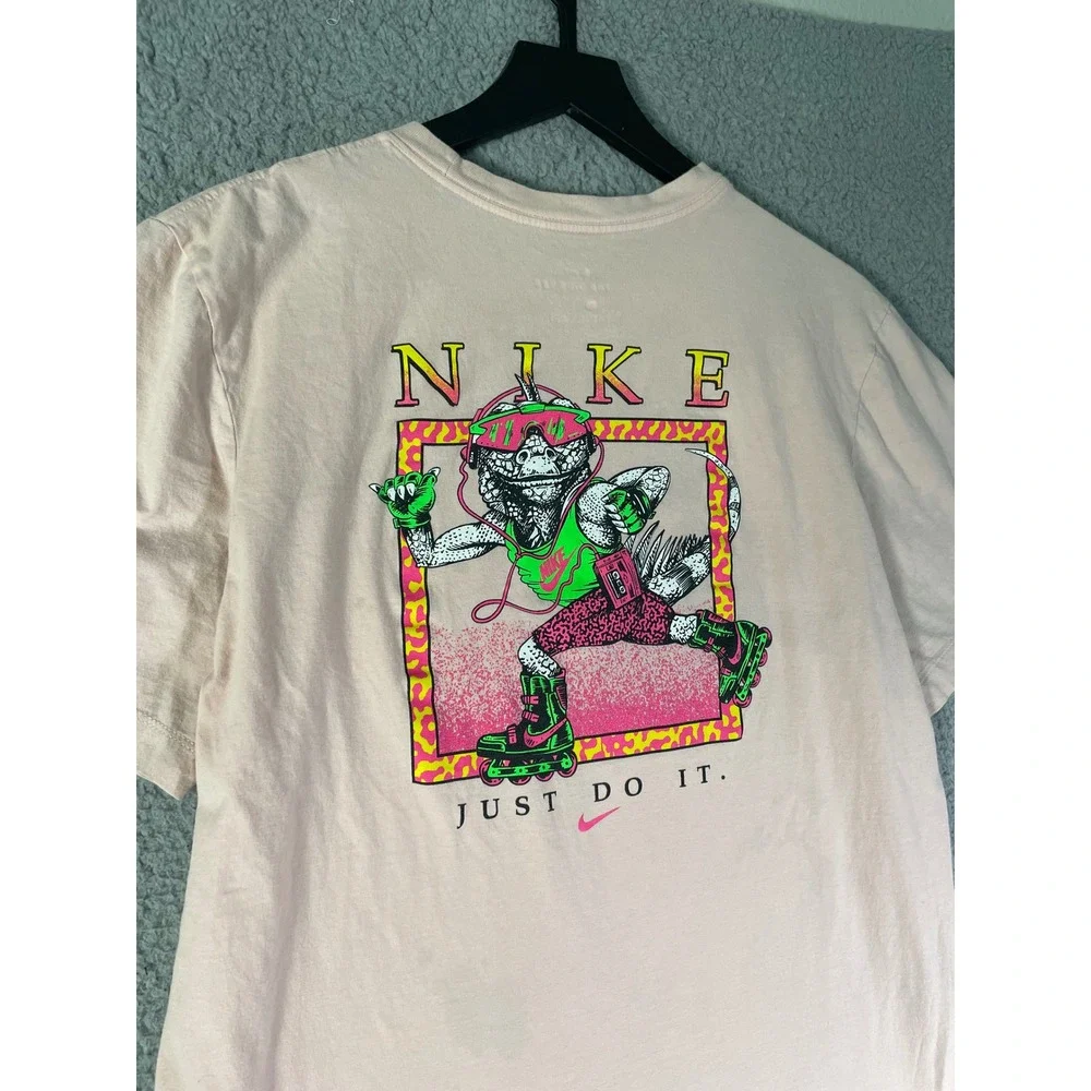 Nike Graphic Tee Mens Large Just‎ Do It Lizard Shirt Beige Streetwear